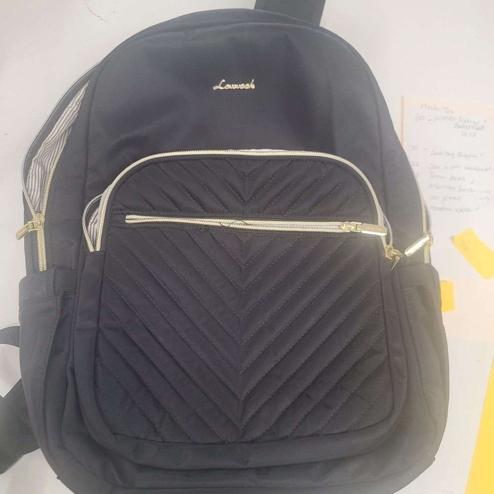 Lavooak Black Chevron Quilted Backpack Travel School Laptop‎ Book Bag Women